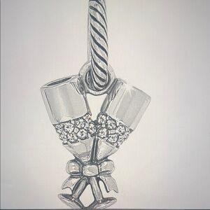 🆕🥂Brighton Clink Silver Toasting Flutes Charm with Clear Crystals